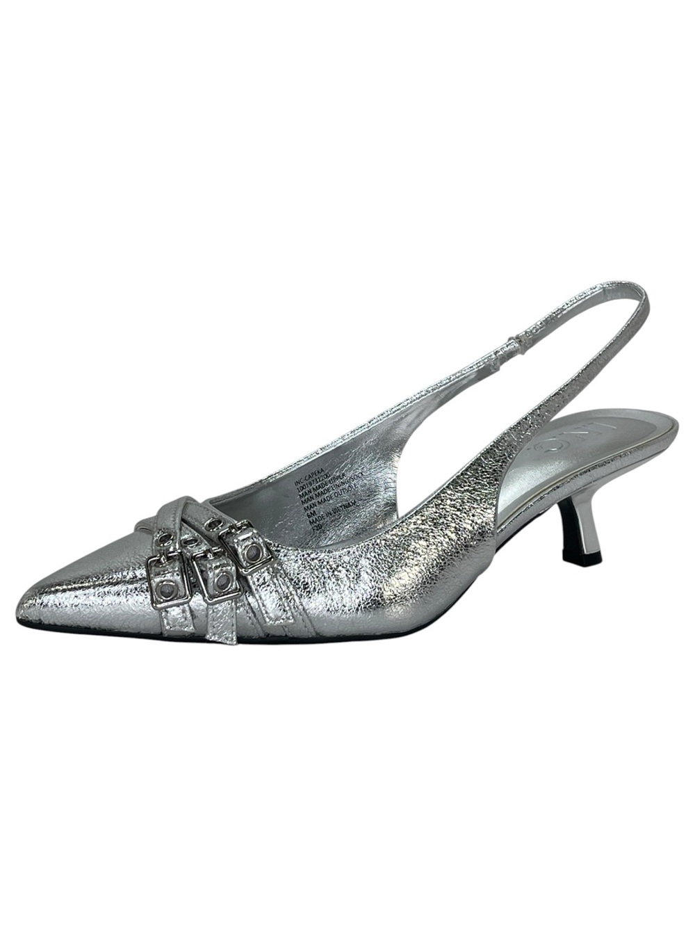 INC Capeka Silver Crinkle Slingback Womens Heels Size 6M - Picture 2 of 11